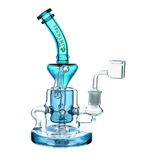 Shower Head -recycler dab rig 9″ (Tsunami Glass)