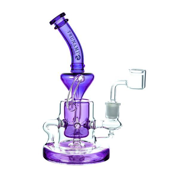 Shower Head -recycler dab rig 9″ (Tsunami Glass)