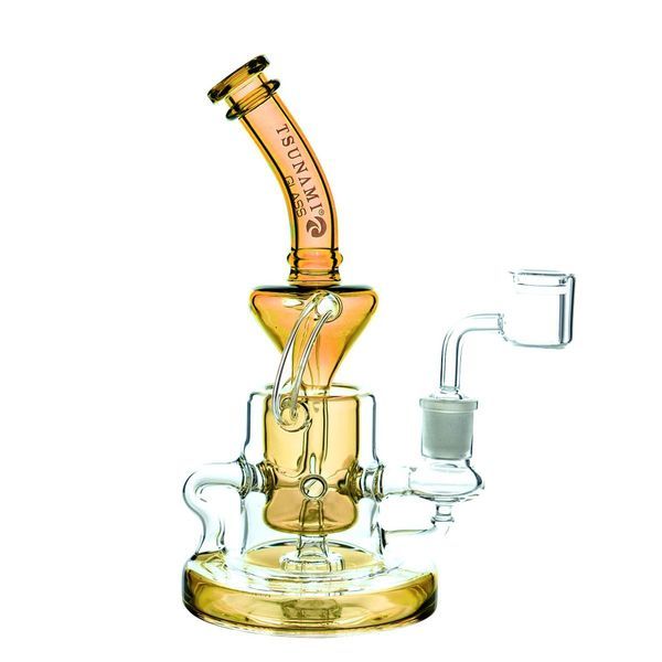 Shower Head -recycler dab rig 9″ (Tsunami Glass)