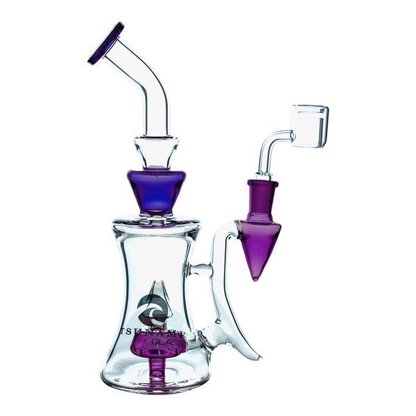 Shower Head Pyramid Dab Rig 10" (Tsunami Glass)