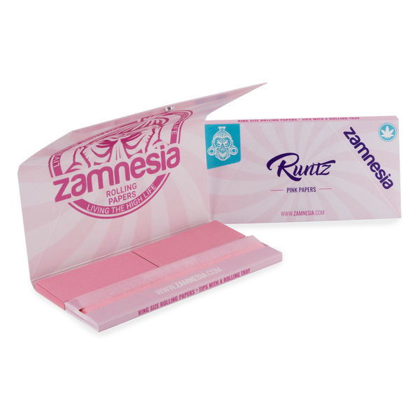 Vaaleanpunaiset rullauspaperit ”Runtz” kingsize + filtterit + tarjotin (Zamnesia)