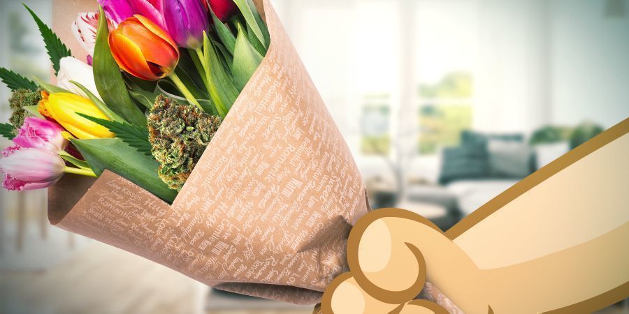 Ystävänpäivän kannabiskukintokimppu Valentines Day Weed Bud Bouquet