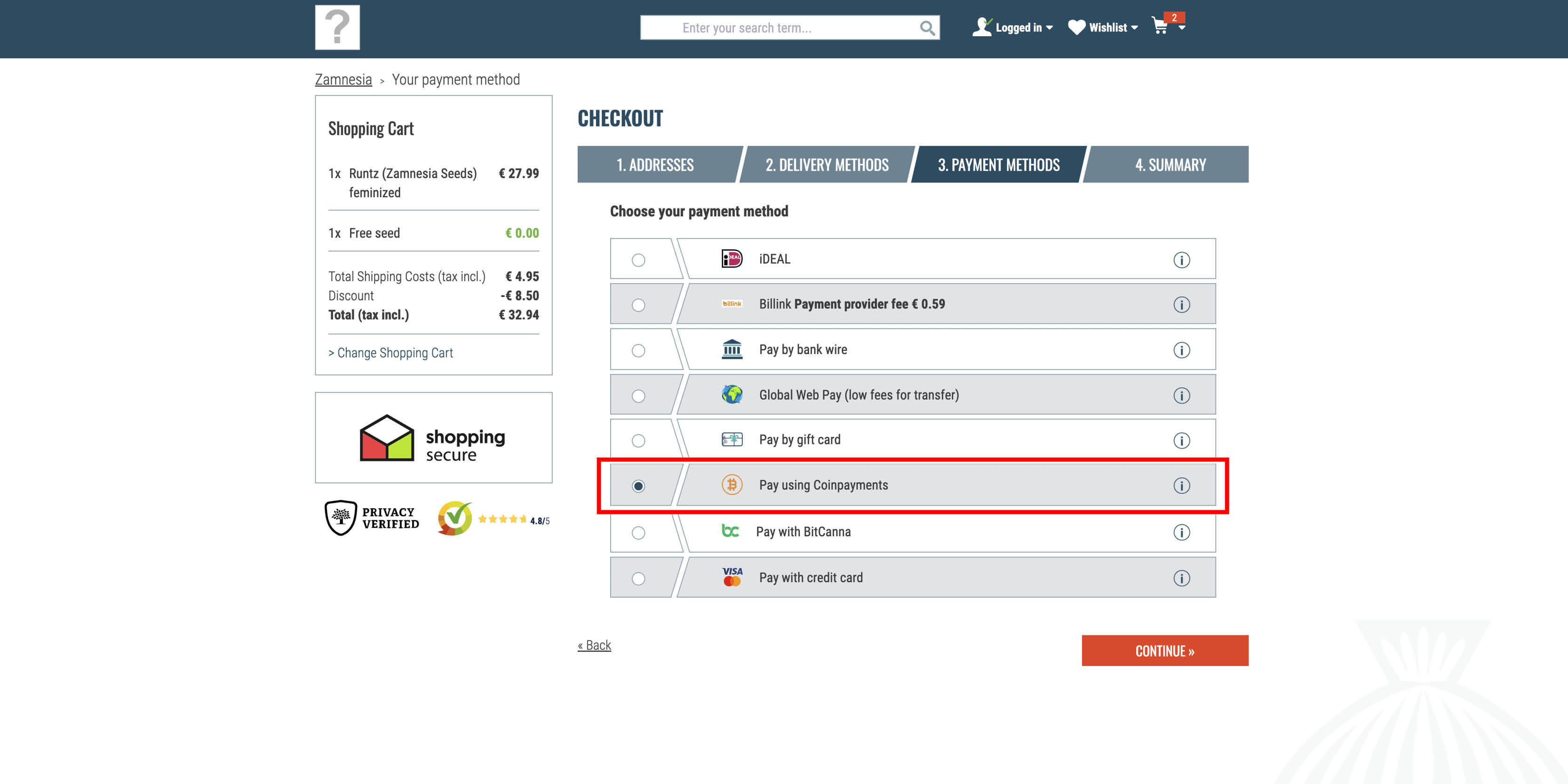 Valitse ”Bitcoin” jatkaaksesi Bitcoin-maksuun Select “Bitcoin” To Proceed With A Bitcoin Payment