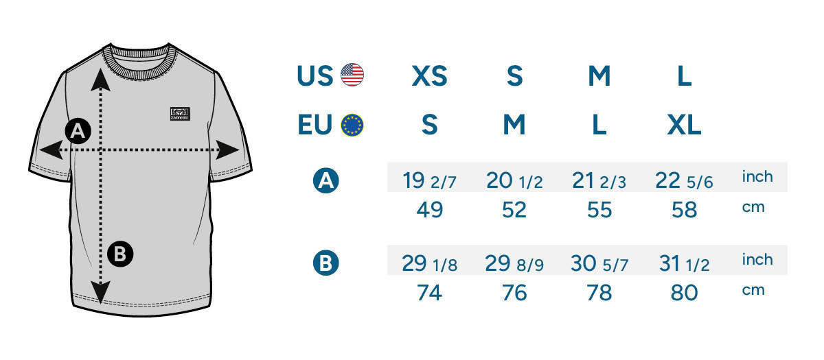 Zamnesia Icon Graphic T-Shirt -kokotaulukko