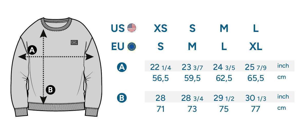 Zamnesia Icon -collegepaidan kokotaulukko Zamnesia Icon Sweatshirt Size table