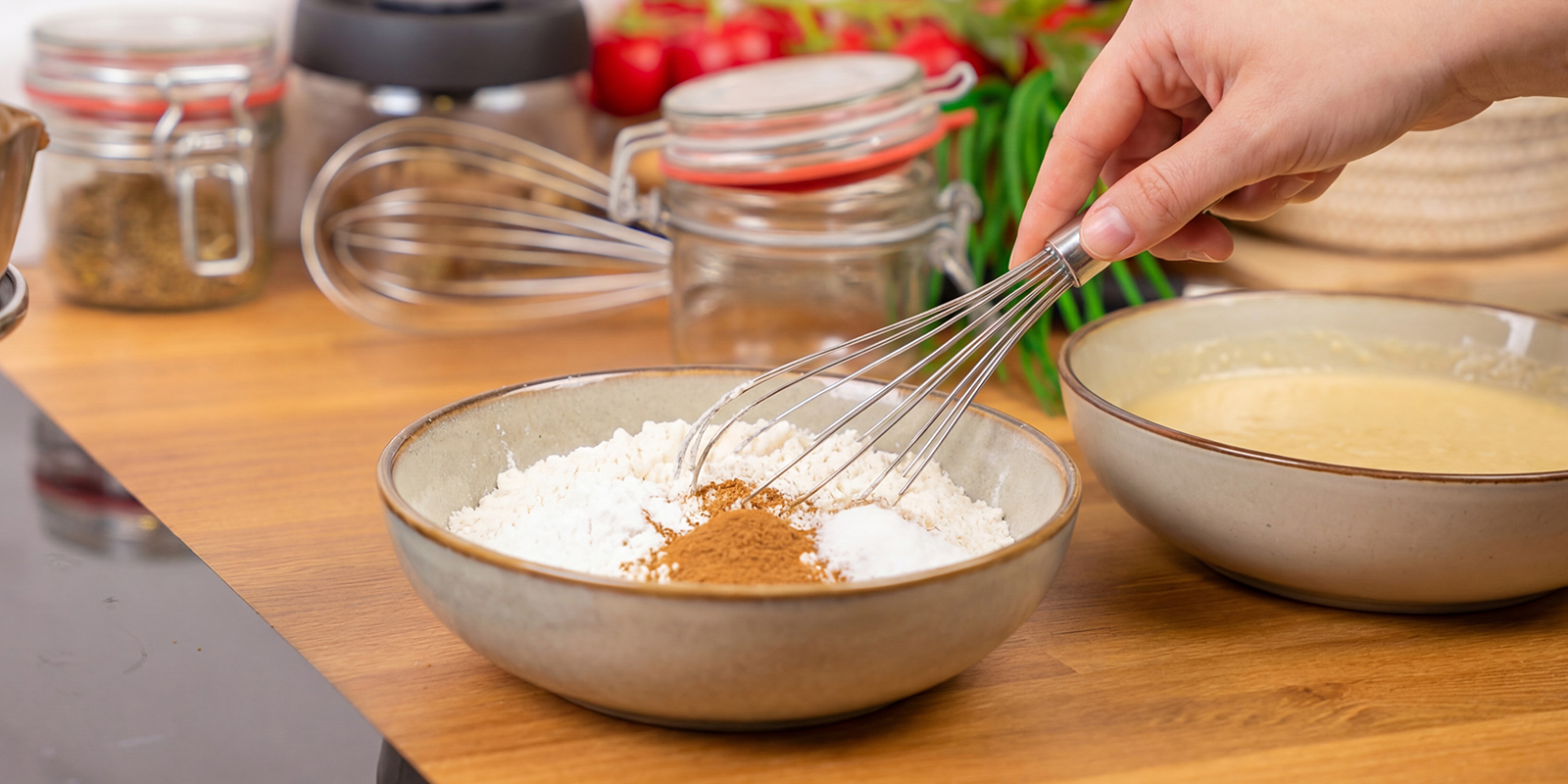 Yhdistä kuivat ainekset Combine the dry ingredients